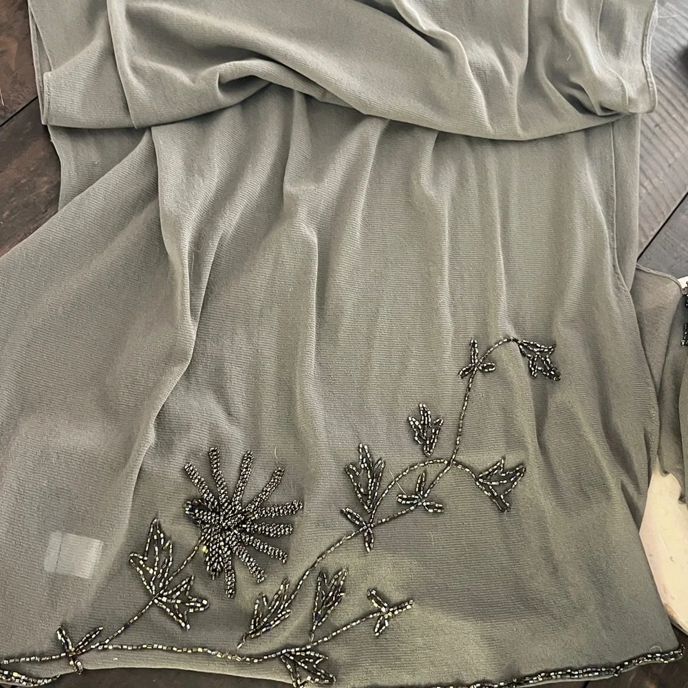 SUE WONG Vintage Nocturne Beaded Gown and scarf wrap - Picture 9 of 17